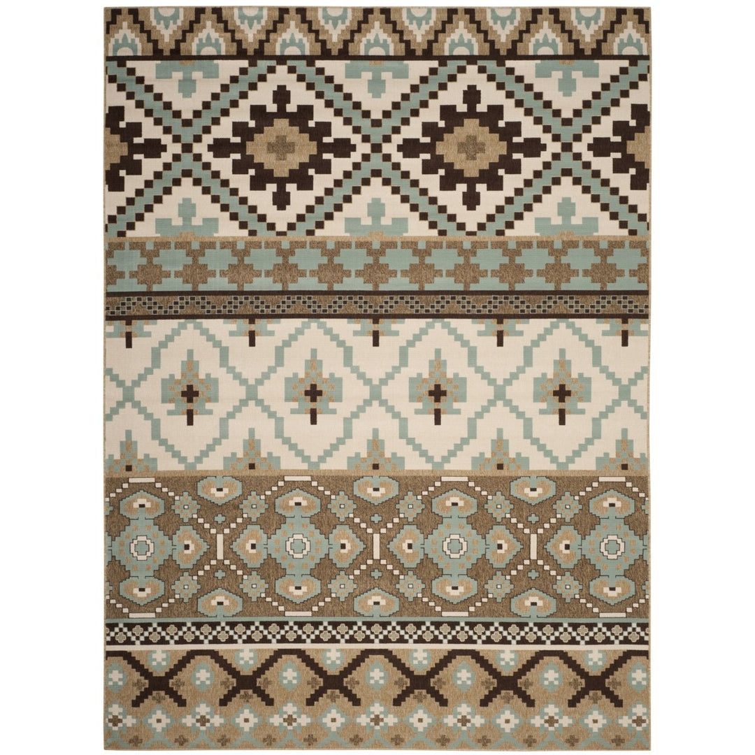 SAFAVIEH Outdoor VER097-0215 Veranda Creme / Brown Rug Image 1