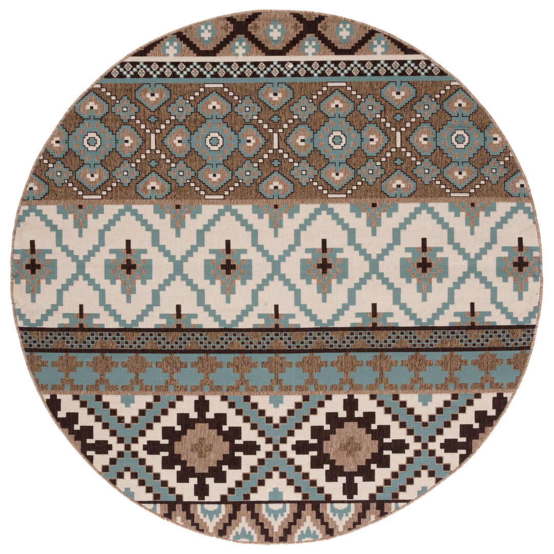 SAFAVIEH Outdoor VER097-0215 Veranda Creme / Brown Rug Image 5