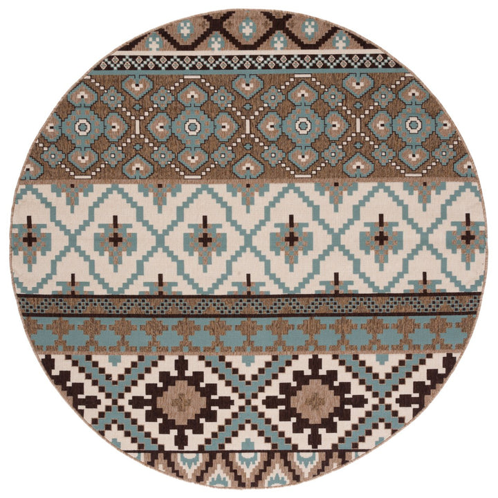 SAFAVIEH Outdoor VER097-0215 Veranda Creme / Brown Rug Image 1