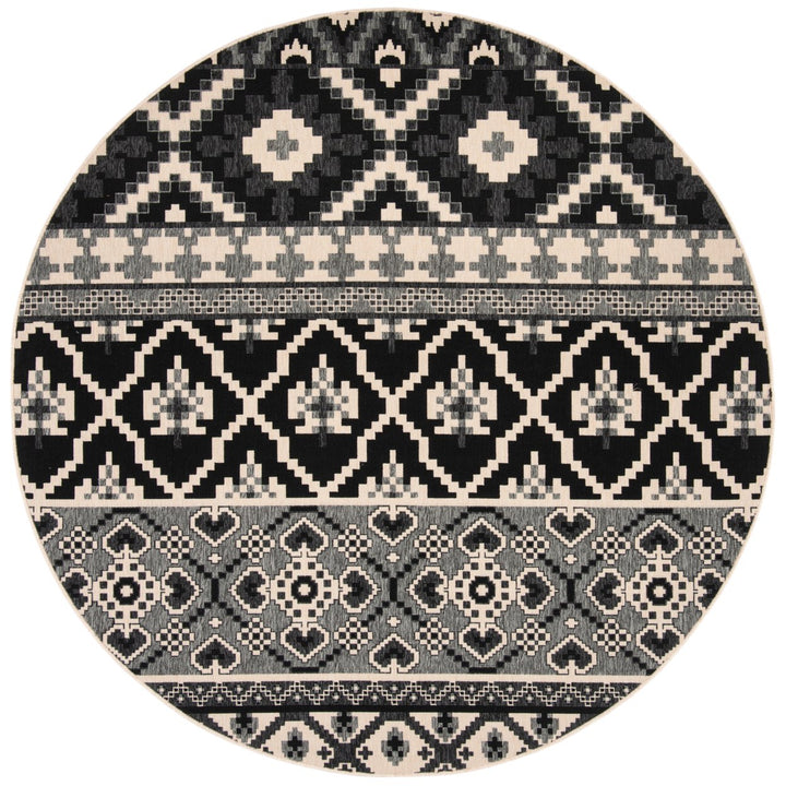 SAFAVIEH Outdoor VER097-0421 Veranda Black / Beige Rug Image 1