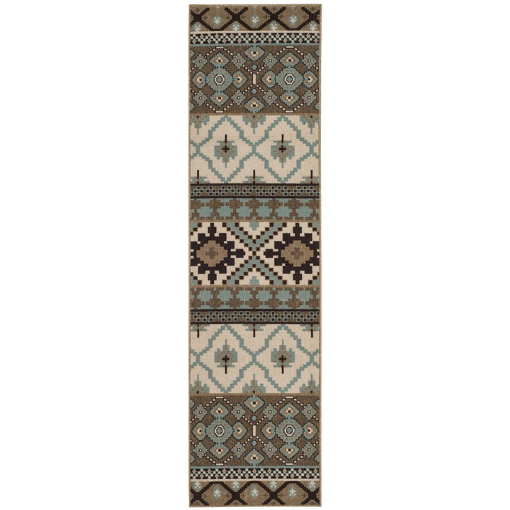 SAFAVIEH Outdoor VER097-0215 Veranda Creme / Brown Rug Image 1