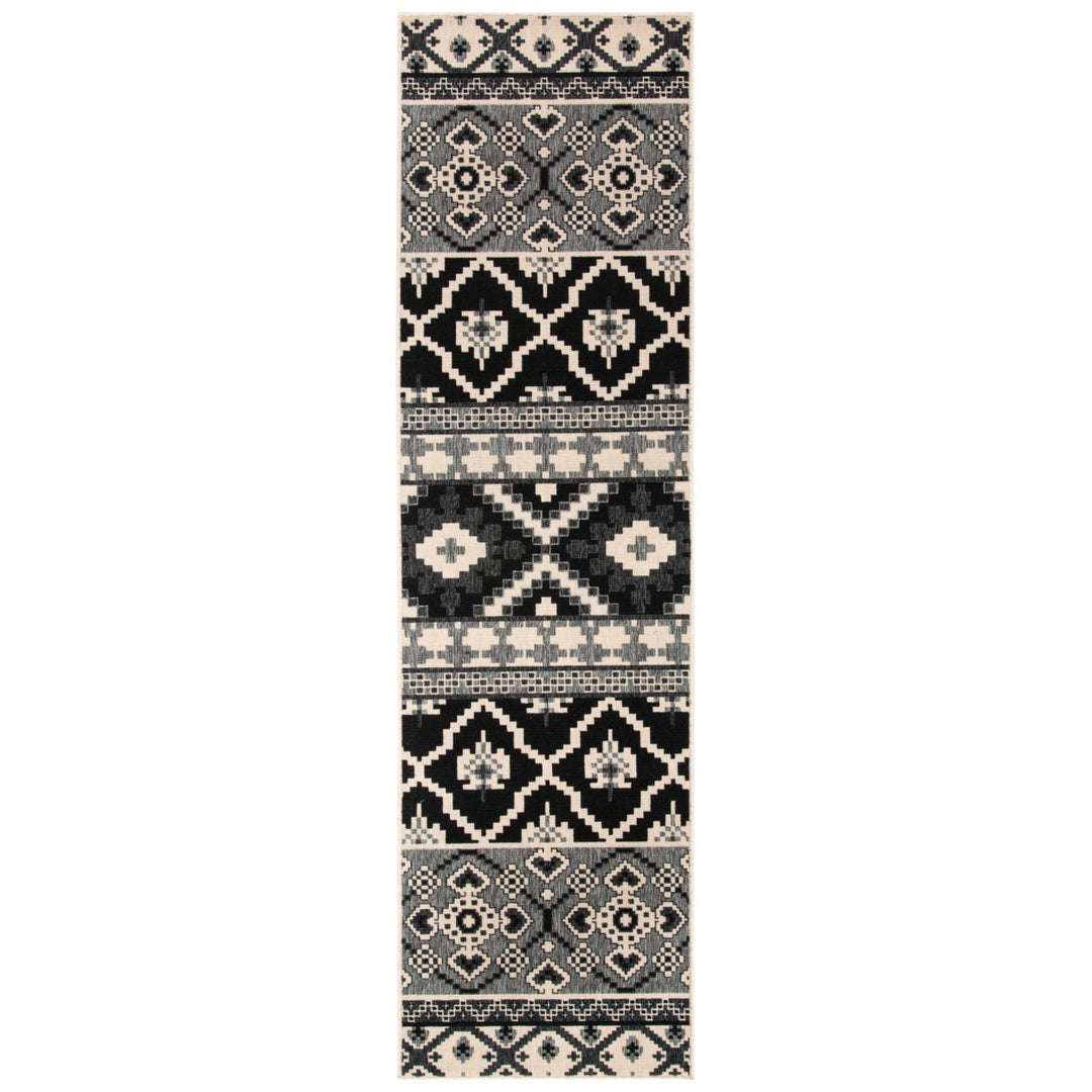 SAFAVIEH Outdoor VER097-0421 Veranda Black / Beige Rug Image 1