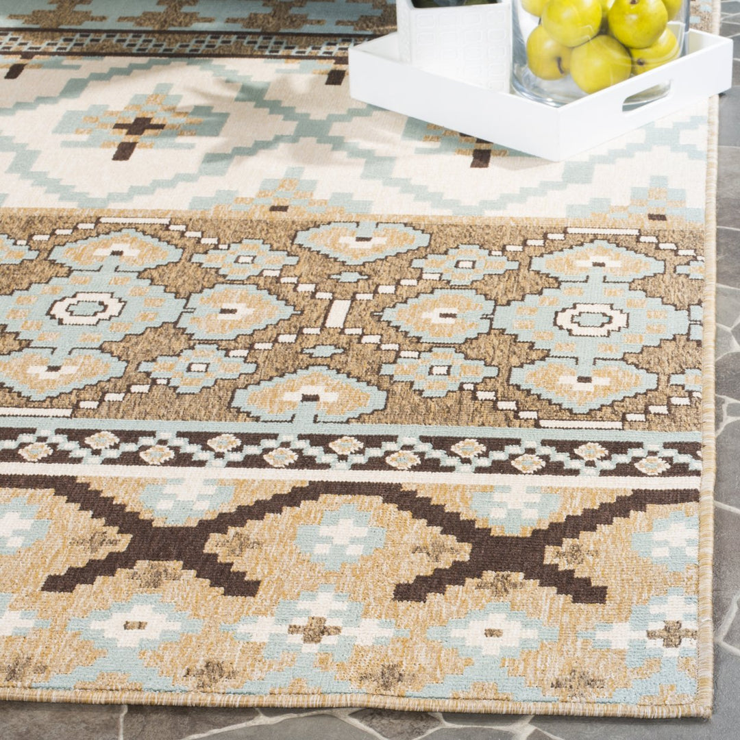 SAFAVIEH Outdoor VER097-0215 Veranda Creme / Brown Rug Image 7