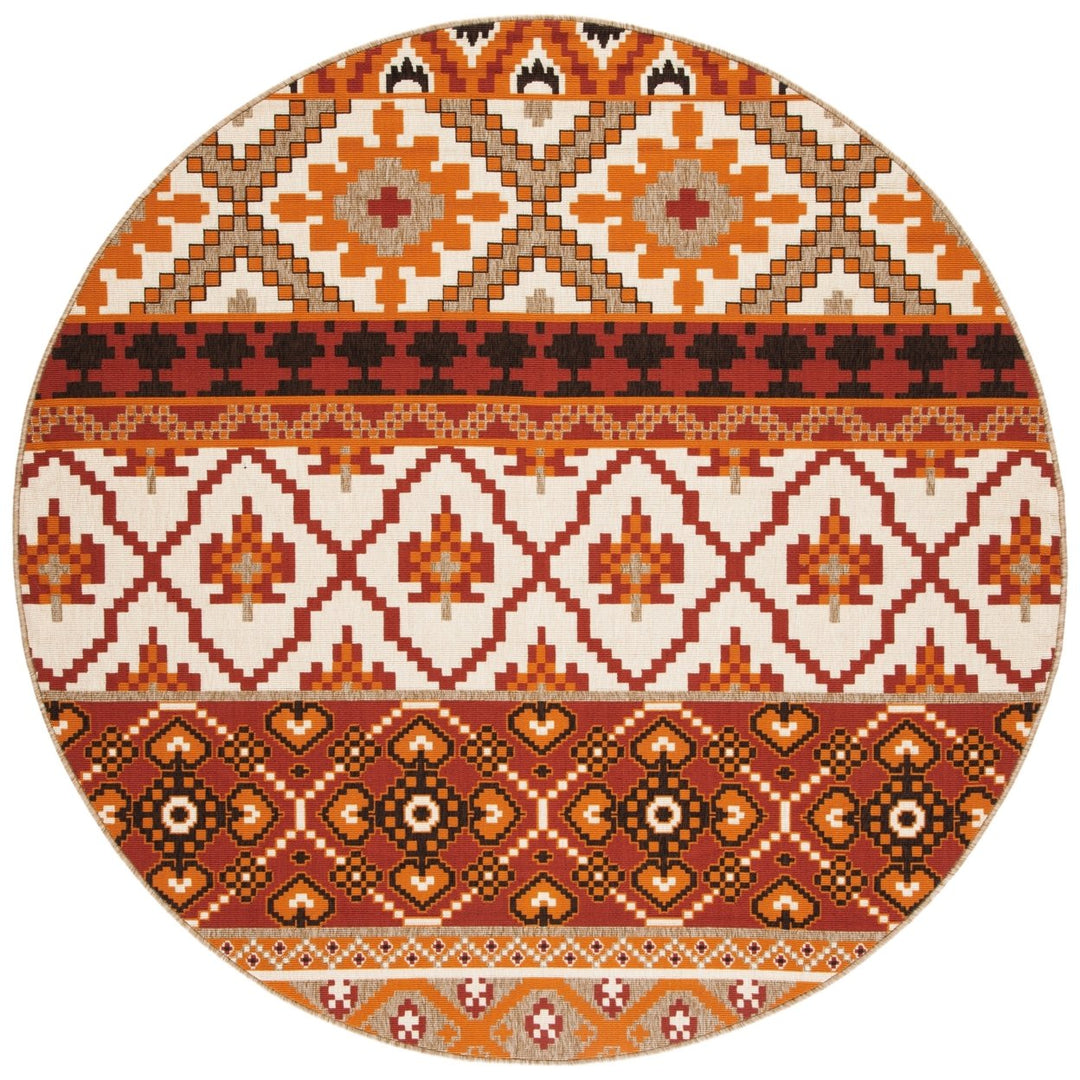 SAFAVIEH Outdoor VER097-0334 Veranda Collection Red / Beige Rug Image 1