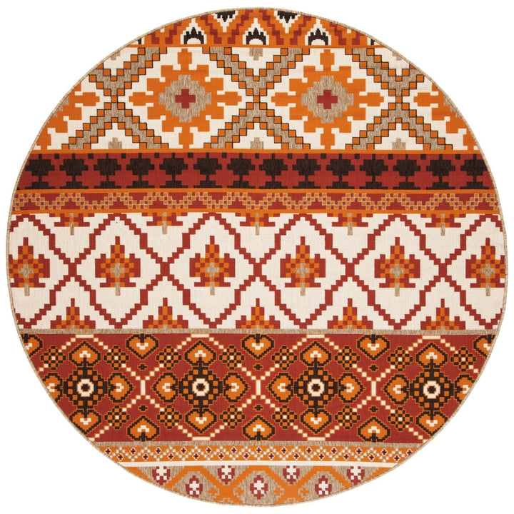 SAFAVIEH Outdoor VER097-0334 Veranda Collection Red / Beige Rug Image 1