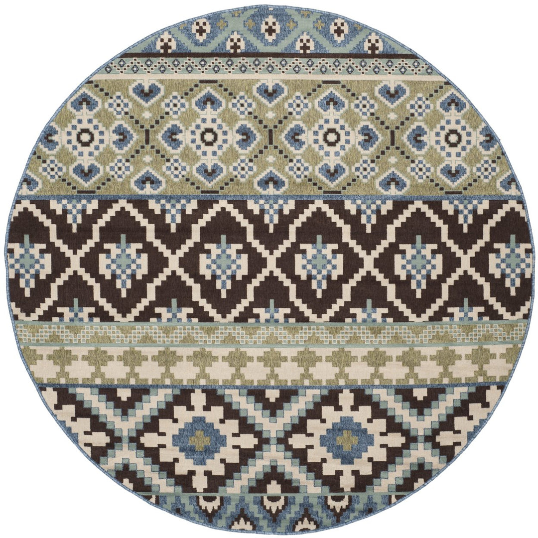 SAFAVIEH Outdoor VER097-0624 Veranda Chocolate / Blue Rug Image 1