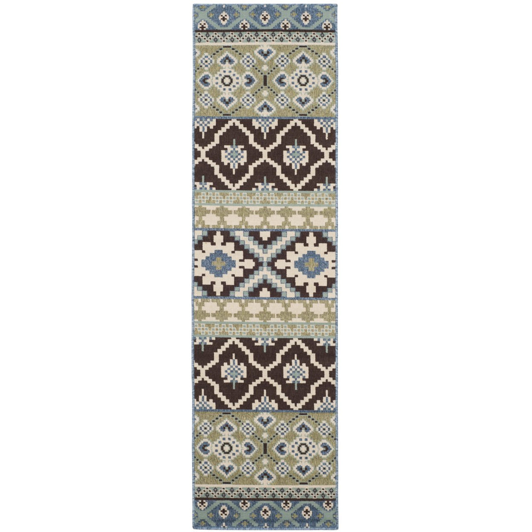 SAFAVIEH Outdoor VER097-0624 Veranda Chocolate / Blue Rug Image 1