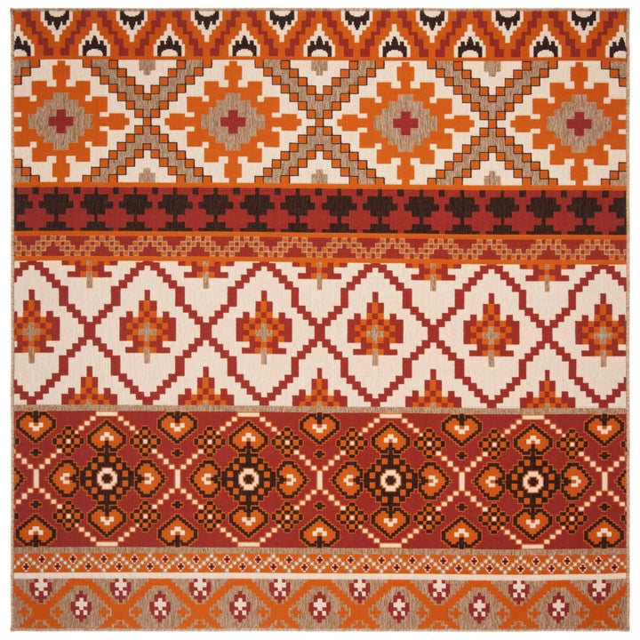 SAFAVIEH Outdoor VER097-0334 Veranda Collection Red / Beige Rug Image 1