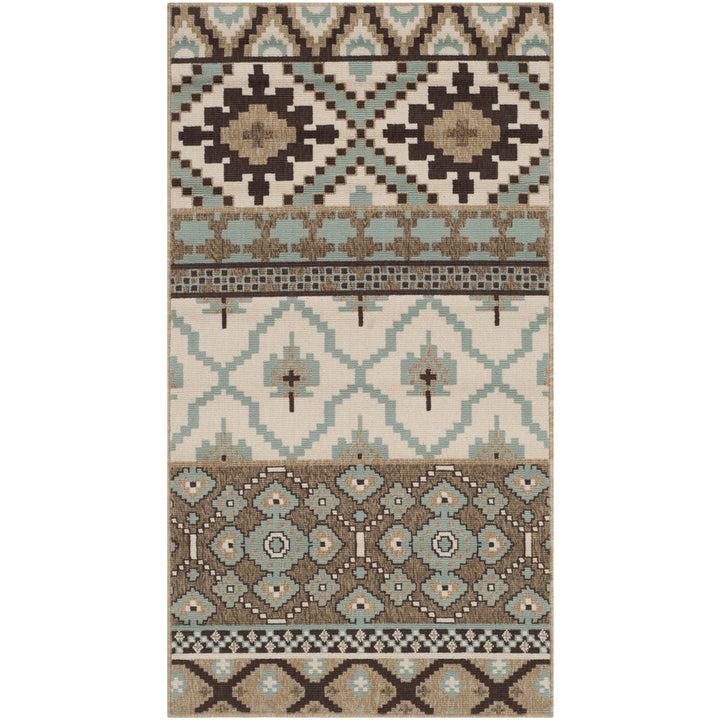 SAFAVIEH Outdoor VER097-0215 Veranda Creme / Brown Rug Image 9