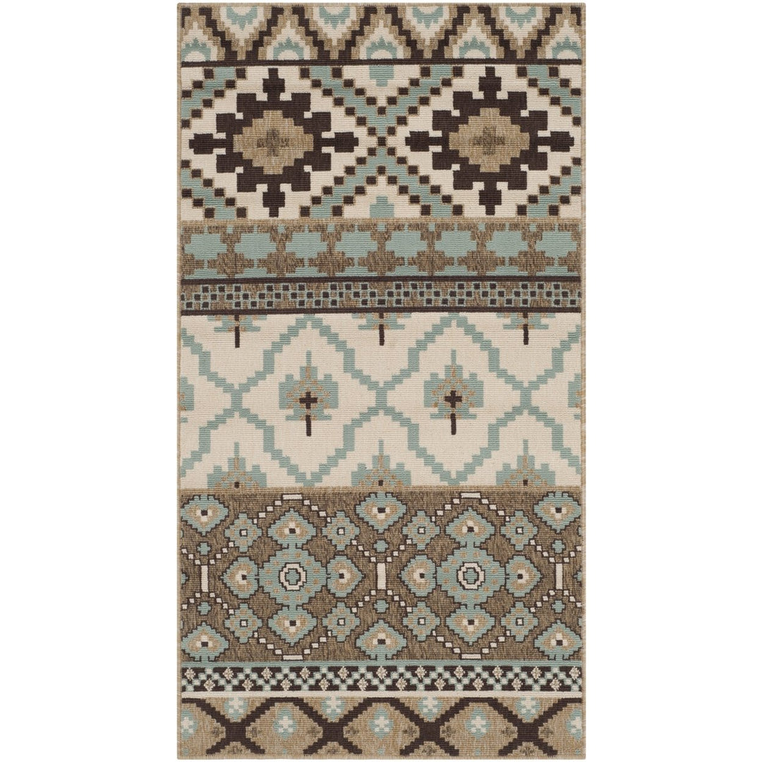 SAFAVIEH Outdoor VER097-0215 Veranda Creme / Brown Rug Image 1