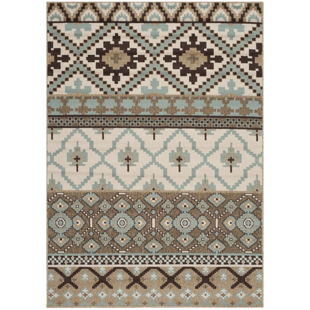 SAFAVIEH Outdoor VER097-0215 Veranda Creme / Brown Rug Image 1