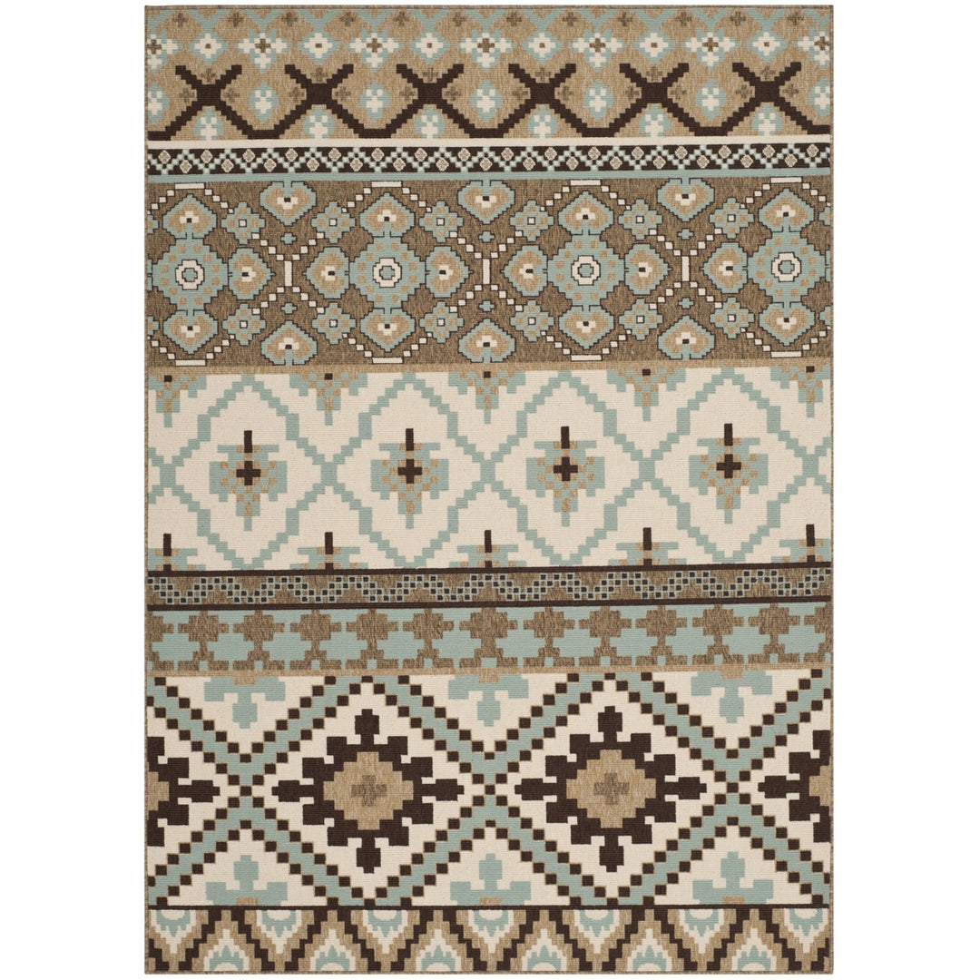 SAFAVIEH Outdoor VER097-0215 Veranda Creme / Brown Rug Image 11