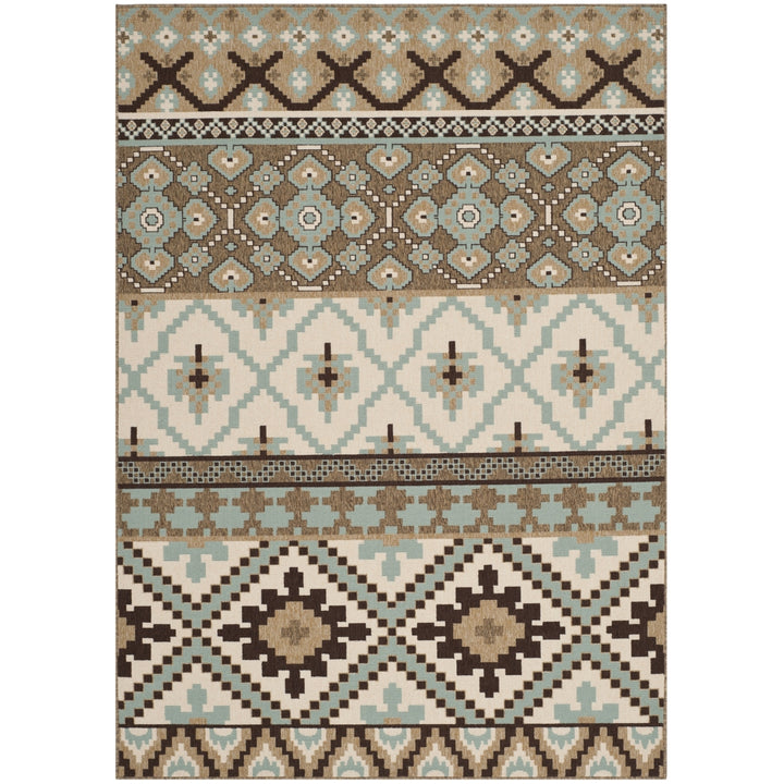 SAFAVIEH Outdoor VER097-0215 Veranda Creme / Brown Rug Image 11