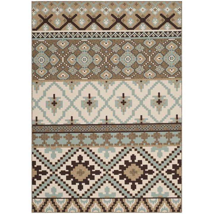 SAFAVIEH Outdoor VER097-0215 Veranda Creme / Brown Rug Image 1