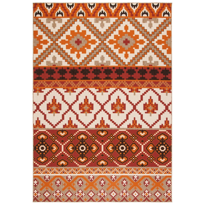 SAFAVIEH Outdoor VER097-0334 Veranda Collection Red / Beige Rug Image 1