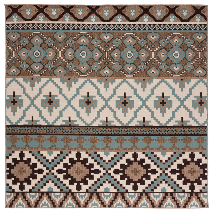 SAFAVIEH Outdoor VER097-0215 Veranda Creme / Brown Rug Image 12