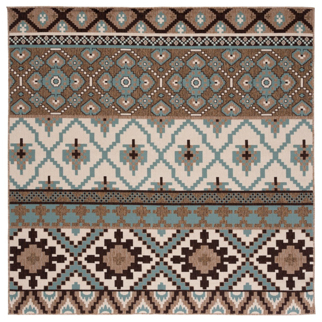 SAFAVIEH Outdoor VER097-0215 Veranda Creme / Brown Rug Image 1