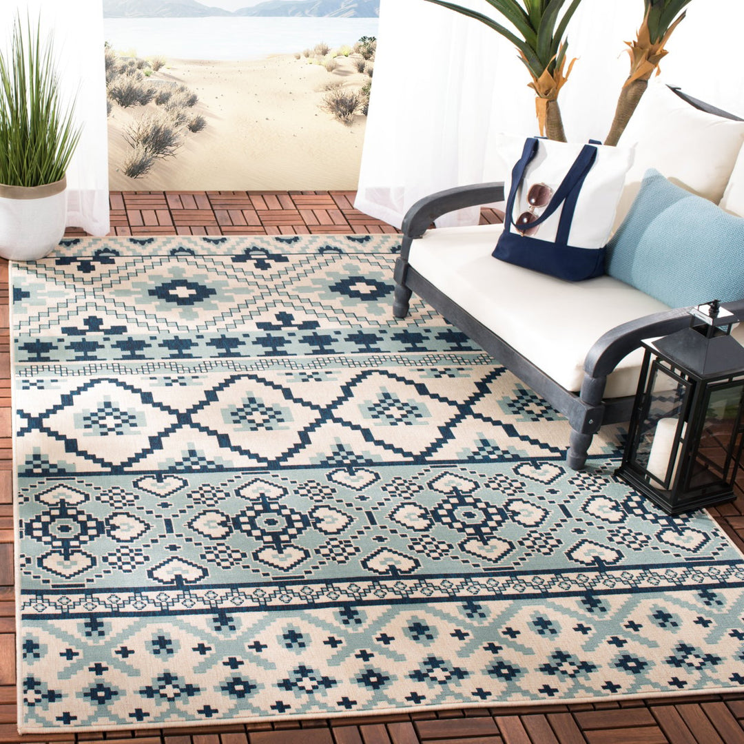 SAFAVIEH Outdoor VER097-3934 Veranda Turquoise / Blue Rug Image 1