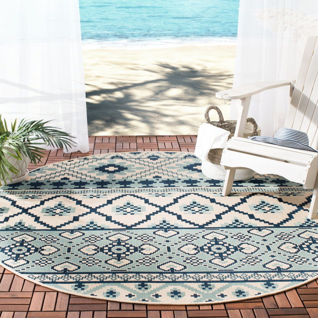 SAFAVIEH Outdoor VER097-3934 Veranda Turquoise / Blue Rug Image 2