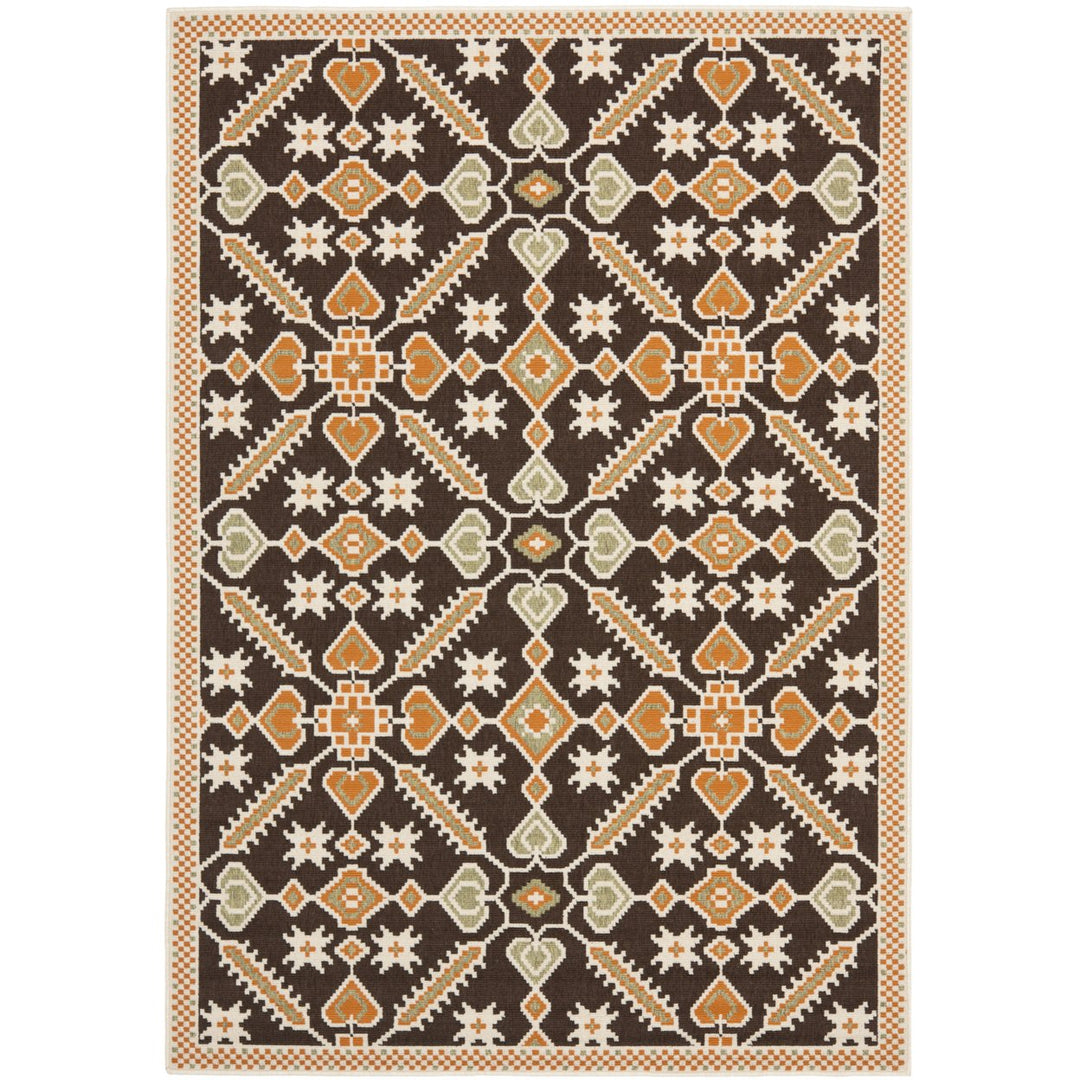 SAFAVIEH Outdoor VER098-0725 Veranda Chocolate / Terracotta Rug Image 1