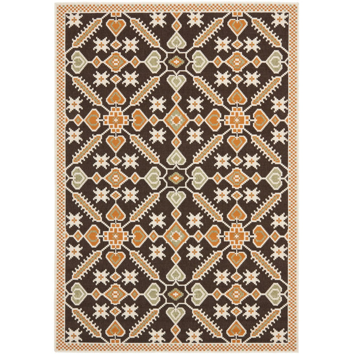 SAFAVIEH Outdoor VER098-0725 Veranda Chocolate / Terracotta Rug Image 1