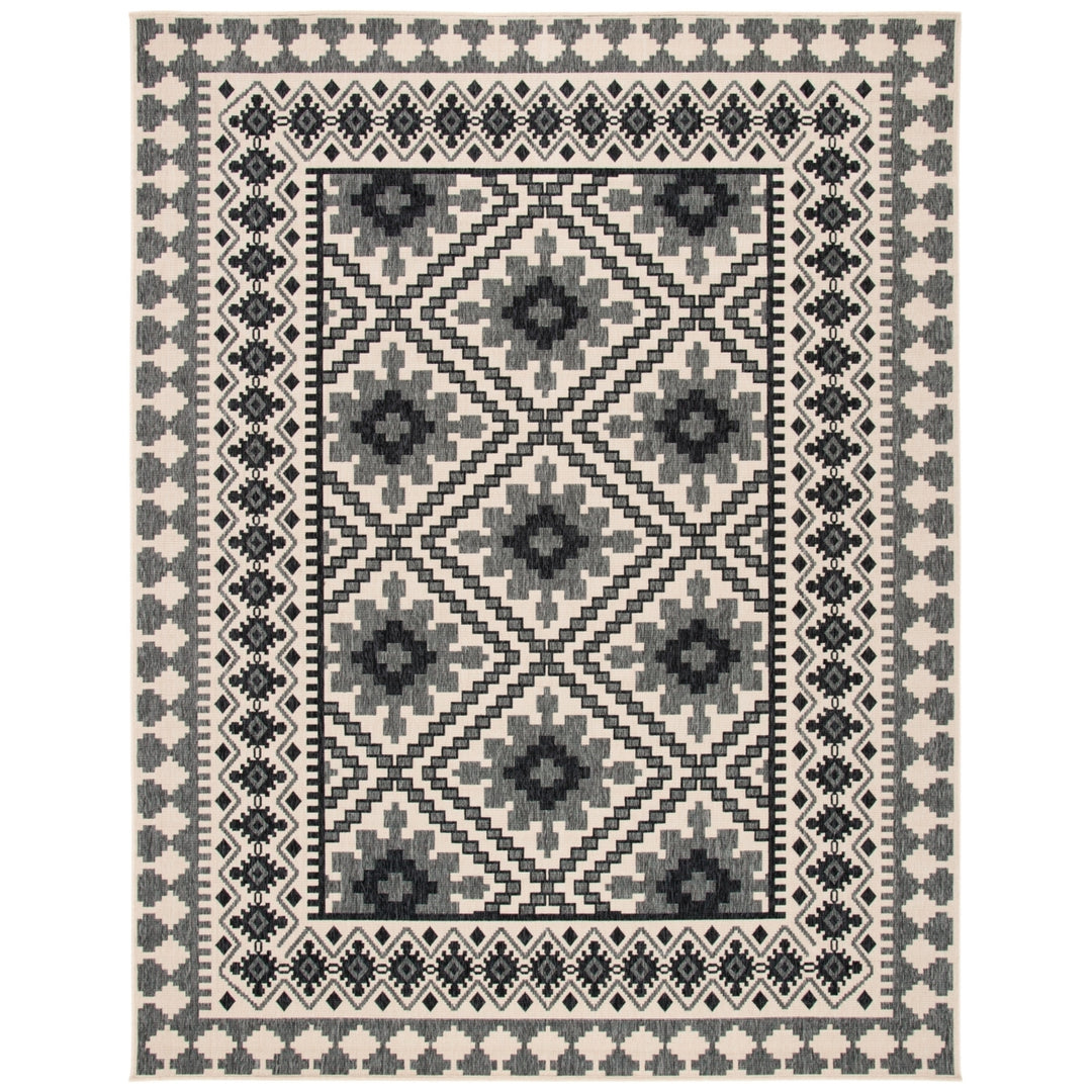 SAFAVIEH Outdoor VER099-3413 Veranda Ivory / Slate Rug Image 4