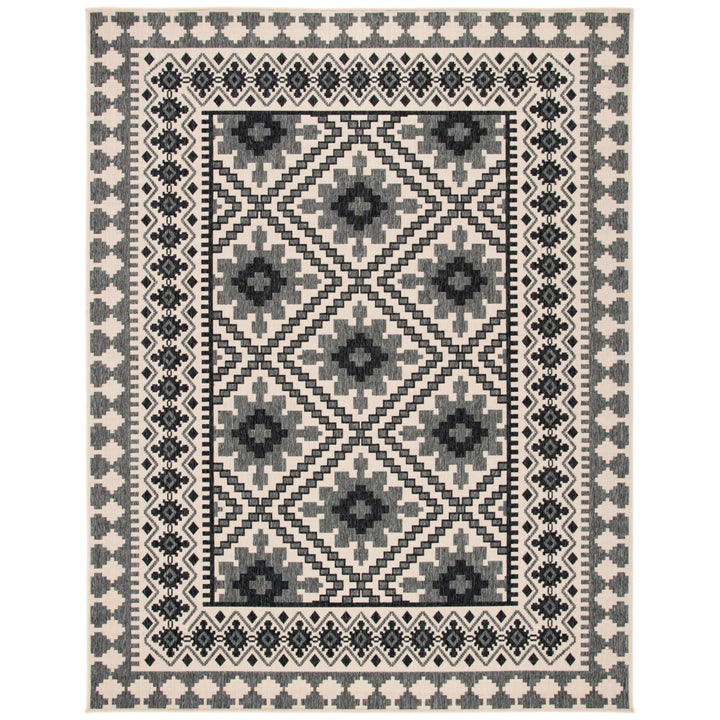 SAFAVIEH Outdoor VER099-3413 Veranda Ivory / Slate Rug Image 4