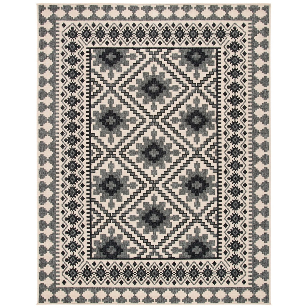 SAFAVIEH Outdoor VER099-3413 Veranda Ivory / Slate Rug Image 1