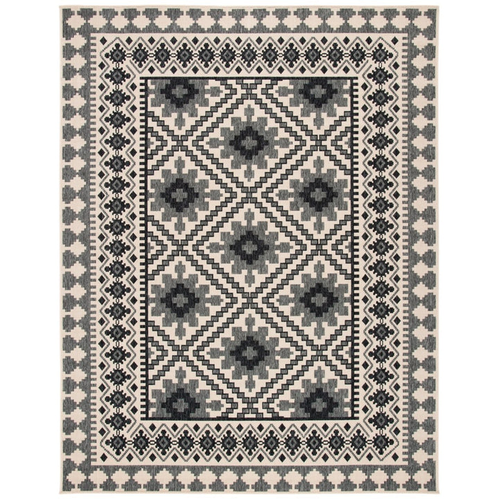 SAFAVIEH Outdoor VER099-3413 Veranda Ivory / Slate Rug Image 1