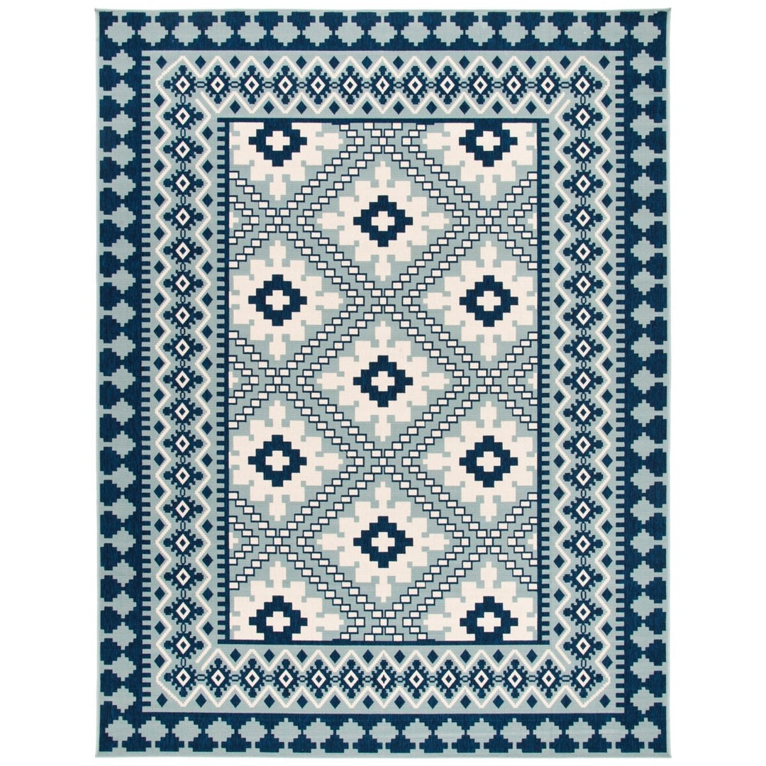 SAFAVIEH Outdoor VER099-3934 Veranda Ivory / Blue Rug Image 4