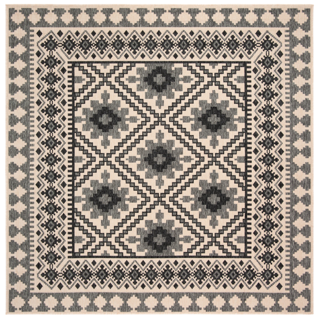 SAFAVIEH Outdoor VER099-3413 Veranda Ivory / Slate Rug Image 7