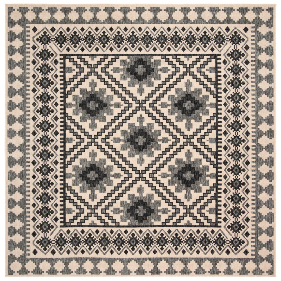 SAFAVIEH Outdoor VER099-3413 Veranda Ivory / Slate Rug Image 1