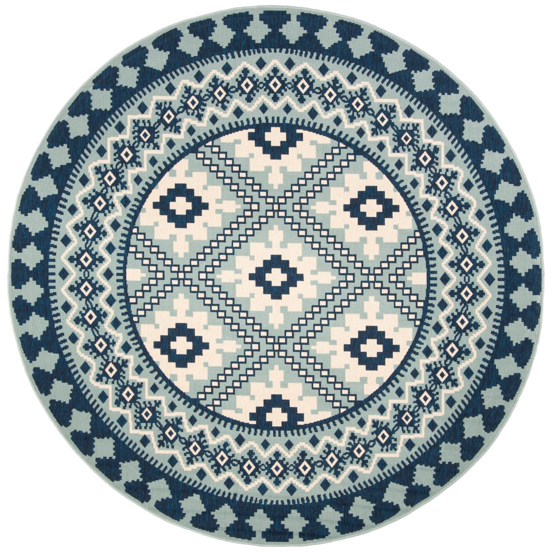 SAFAVIEH Outdoor VER099-3934 Veranda Ivory / Blue Rug Image 5