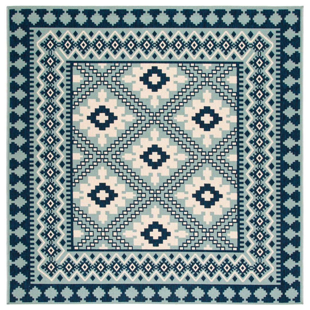 SAFAVIEH Outdoor VER099-3934 Veranda Ivory / Blue Rug Image 6