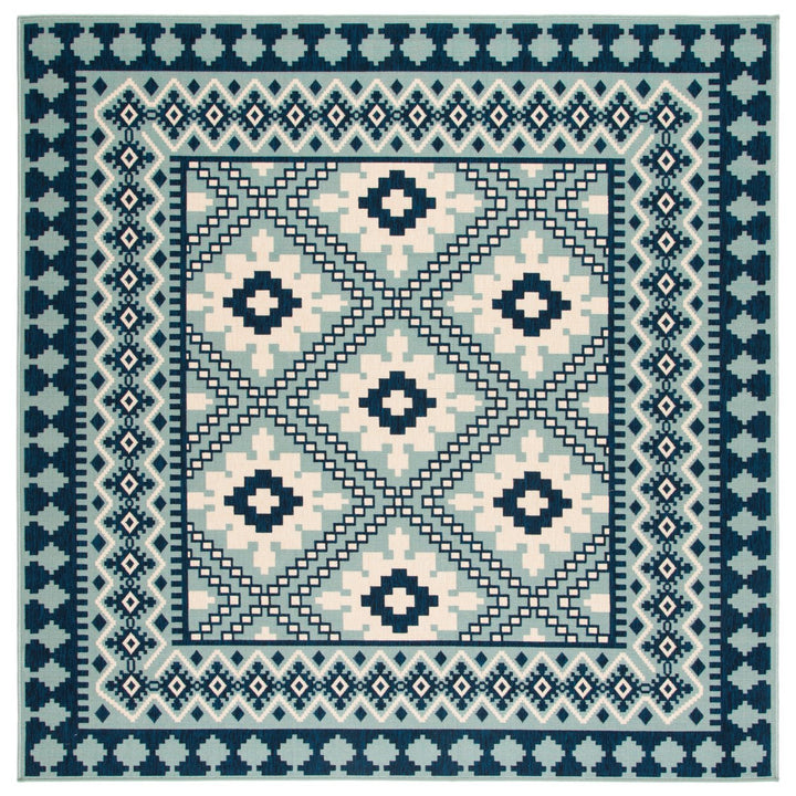 SAFAVIEH Outdoor VER099-3934 Veranda Ivory / Blue Rug Image 6