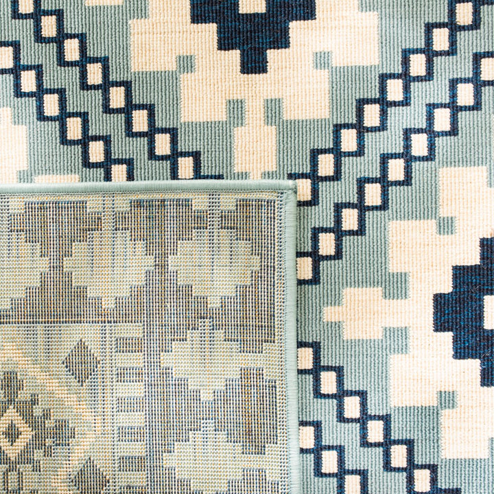 SAFAVIEH Outdoor VER099-3934 Veranda Ivory / Blue Rug Image 8