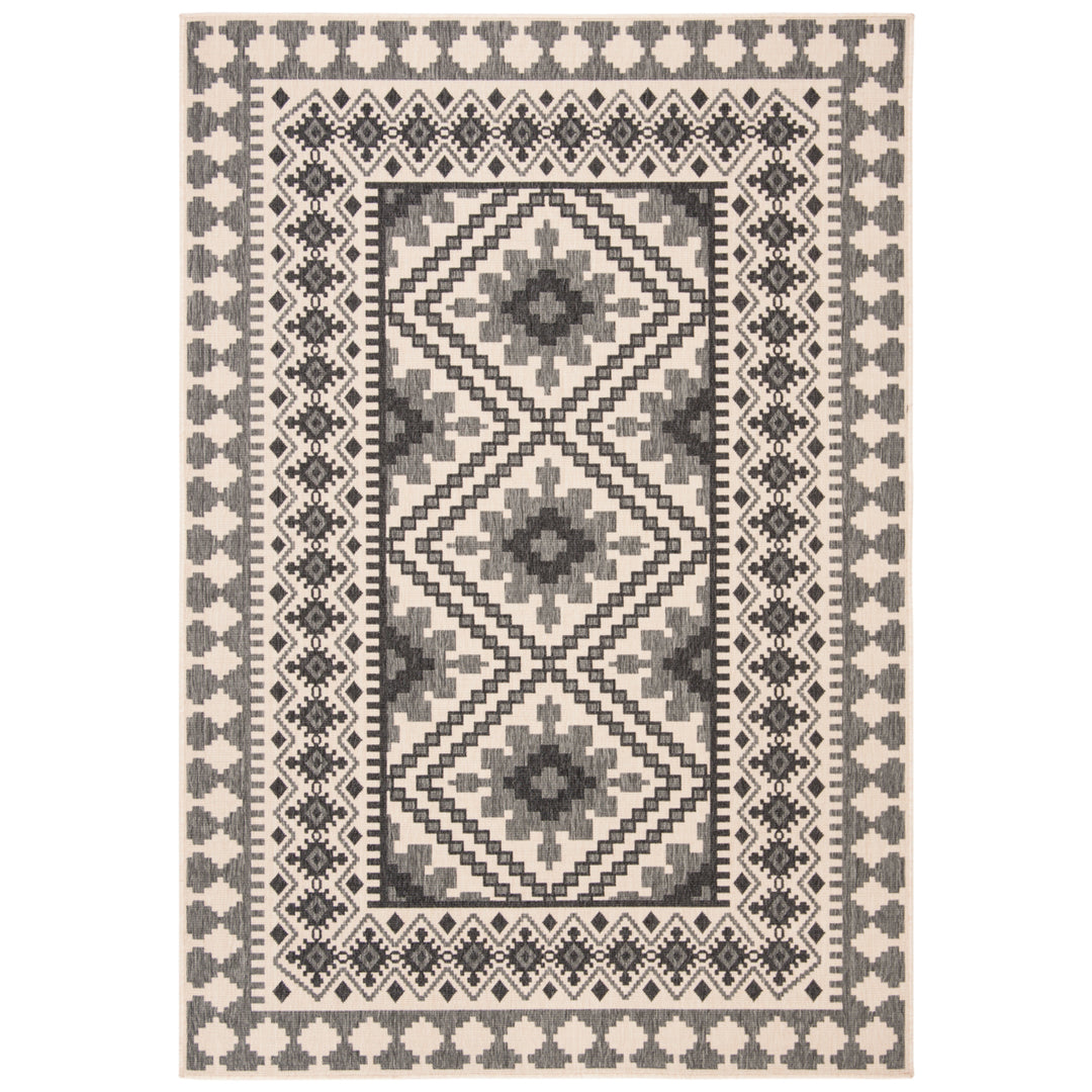 SAFAVIEH Outdoor VER099-3413 Veranda Ivory / Slate Rug Image 10