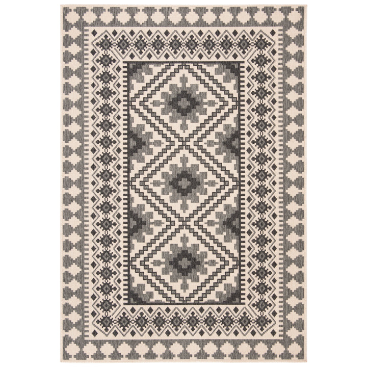 SAFAVIEH Outdoor VER099-3413 Veranda Ivory / Slate Rug Image 10