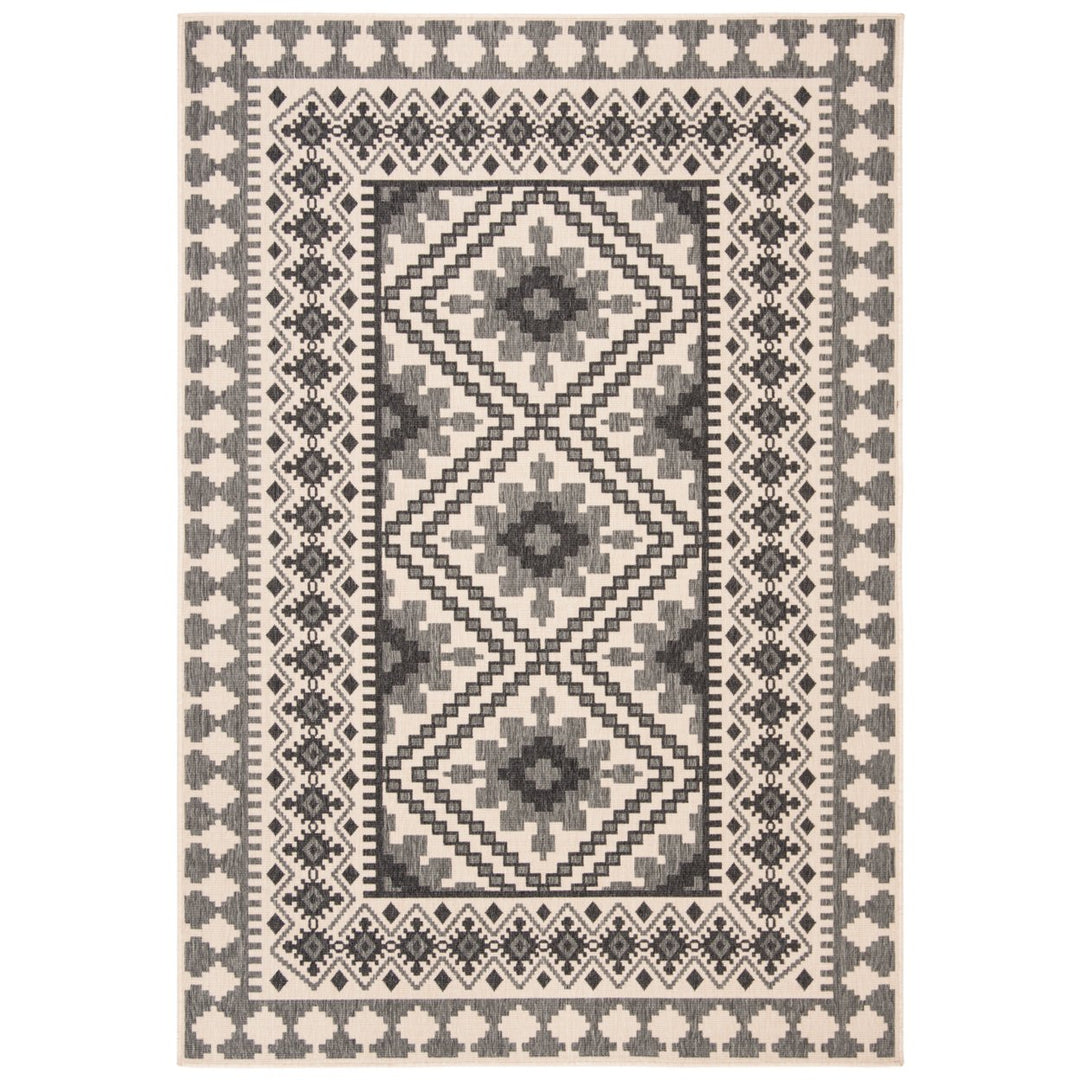 SAFAVIEH Outdoor VER099-3413 Veranda Ivory / Slate Rug Image 1