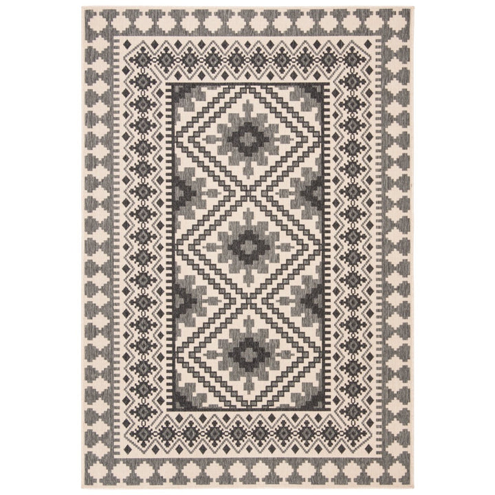 SAFAVIEH Outdoor VER099-3413 Veranda Ivory / Slate Rug Image 1