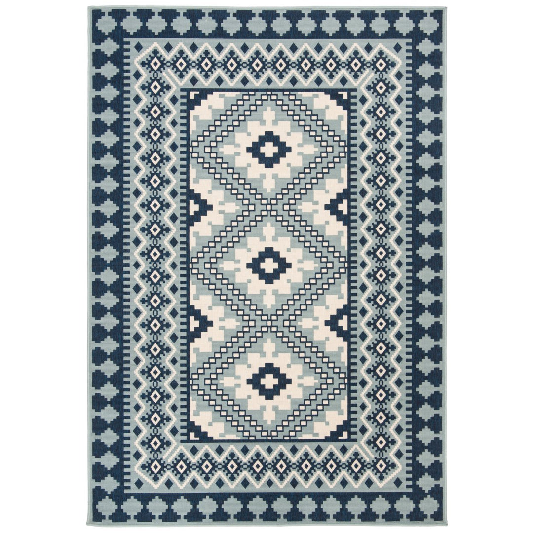 SAFAVIEH Outdoor VER099-3934 Veranda Ivory / Blue Rug Image 10