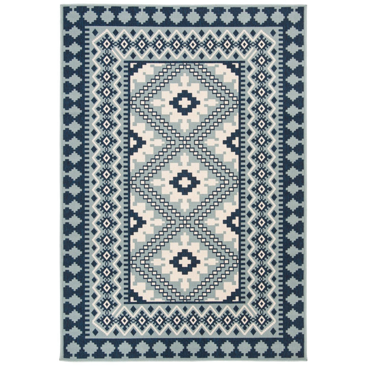 SAFAVIEH Outdoor VER099-3934 Veranda Ivory / Blue Rug Image 10