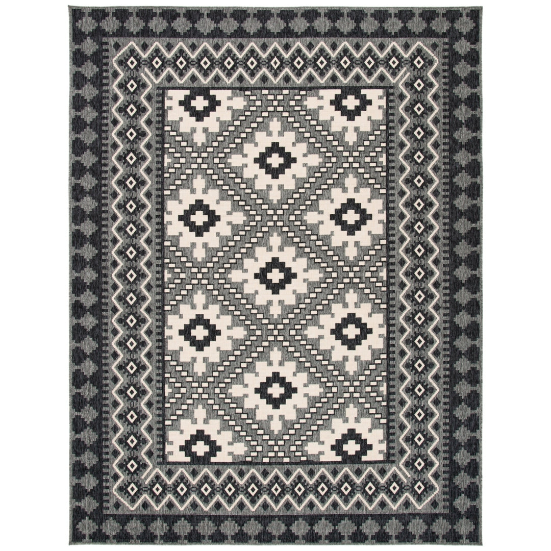 SAFAVIEH Outdoor VER099-3435 Veranda Ivory / Charcoal Rug Image 4