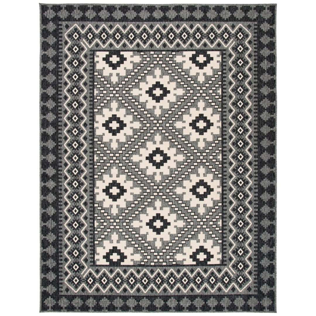 SAFAVIEH Outdoor VER099-3435 Veranda Ivory / Charcoal Rug Image 1