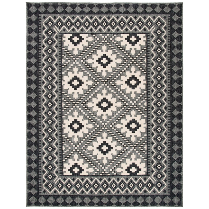 SAFAVIEH Outdoor VER099-3435 Veranda Ivory / Charcoal Rug Image 1