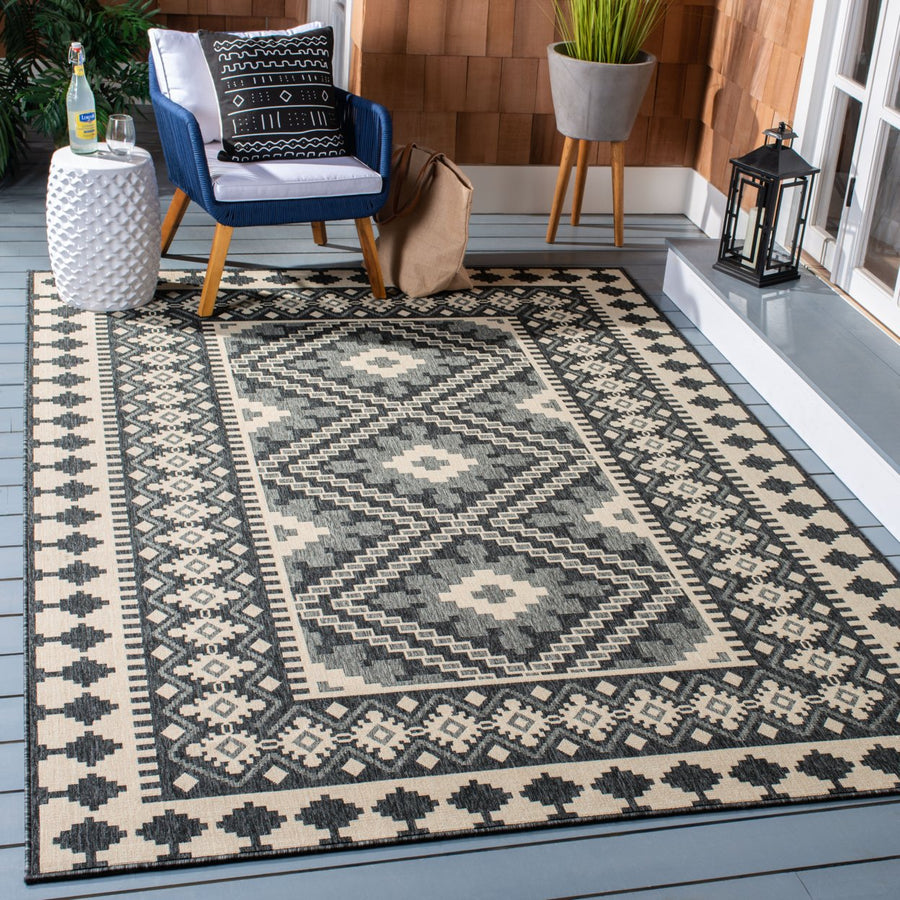 SAFAVIEH Outdoor VER099-0451 Veranda Ivory / Grey Rug Image 1