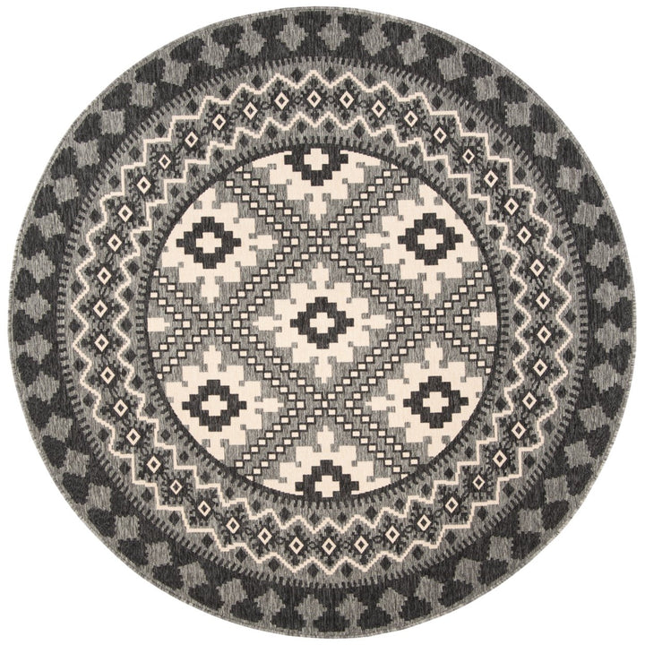 SAFAVIEH Outdoor VER099-3435 Veranda Ivory / Charcoal Rug Image 5