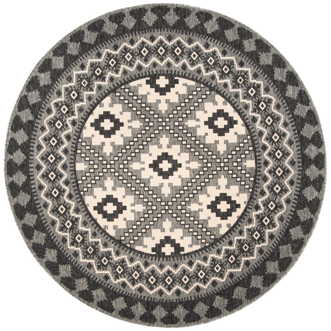 SAFAVIEH Outdoor VER099-3435 Veranda Ivory / Charcoal Rug Image 1