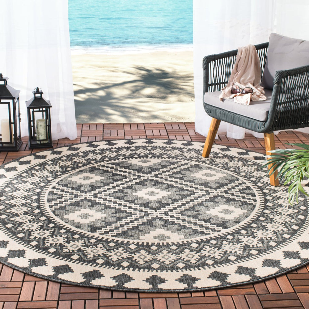 SAFAVIEH Outdoor VER099-0451 Veranda Ivory / Grey Rug Image 2