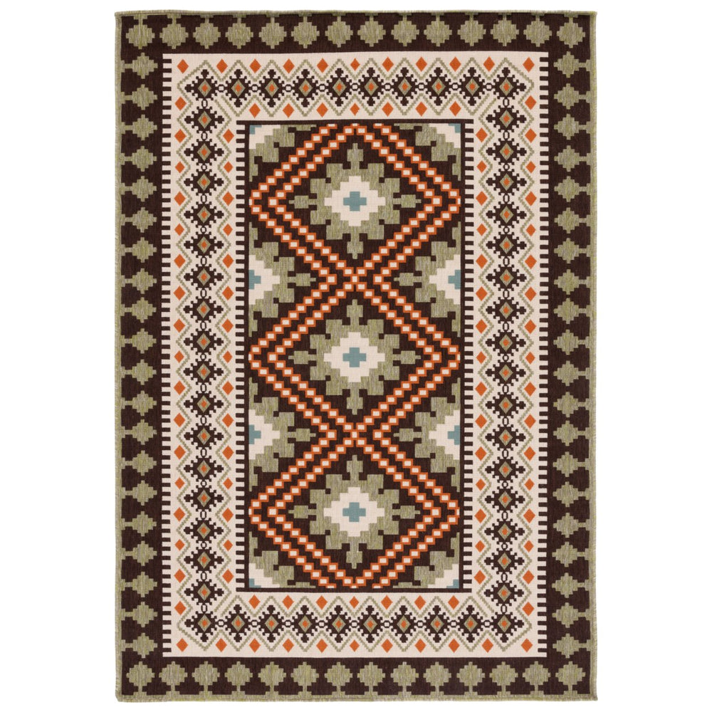 SAFAVIEH Outdoor VER099-0725 Veranda Brown / Terracotta Rug Image 2